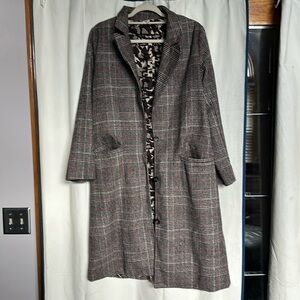 Boutique Long Plaid Trench Coat - Spring or Fall
